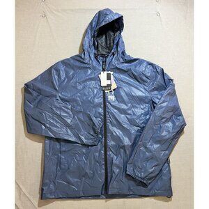 Mens NICCE Jacket Mens XL Blue Rain Coat Lightweight Long Sleeve Hooded.